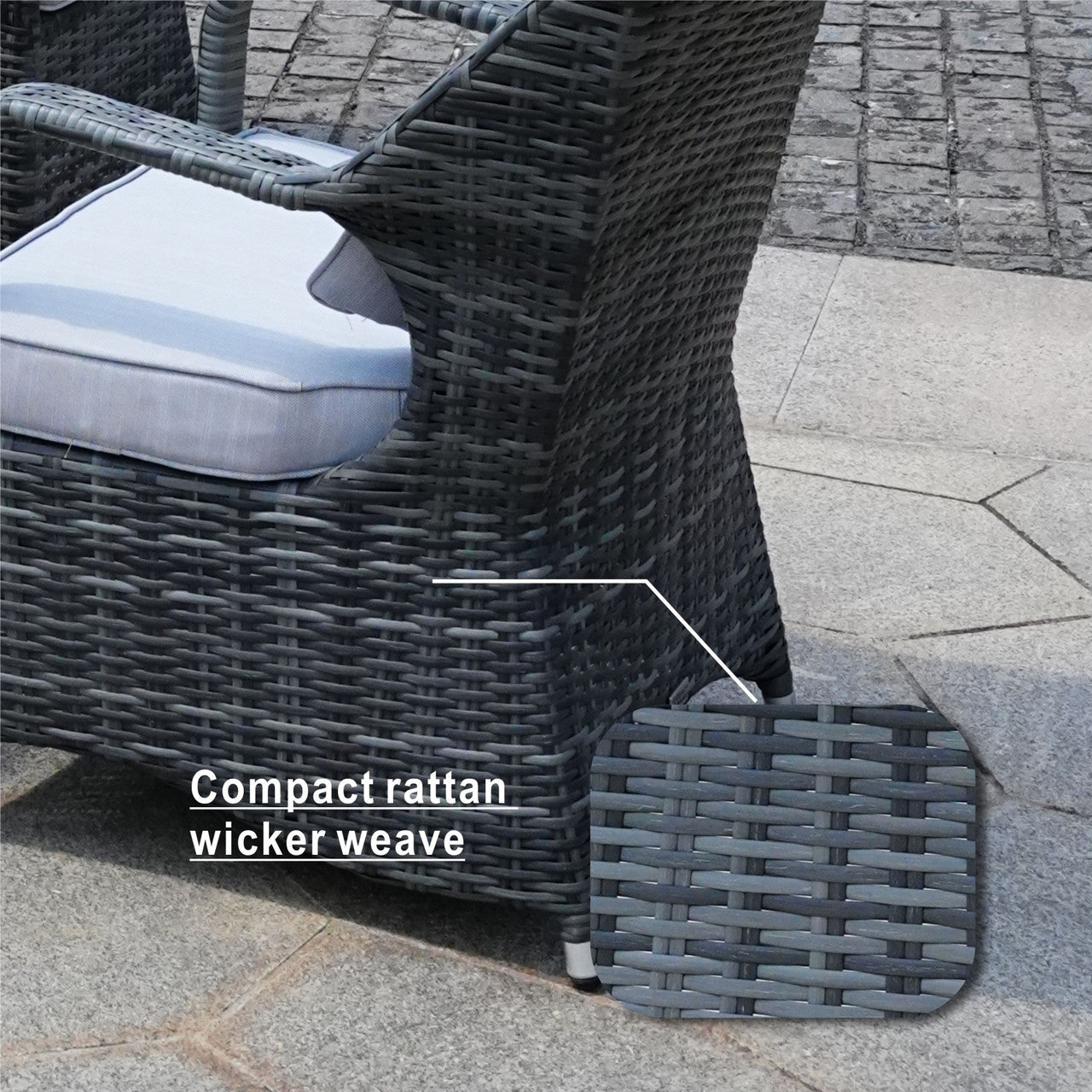 Details of Direct Wicker's 6 Seats Rectangle Patio Fire Pit Set (PAG-1106R) 