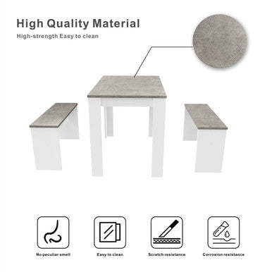 3-Piece Rectangular Dining Set with Two Benches for Kitchen—PAD-2461D