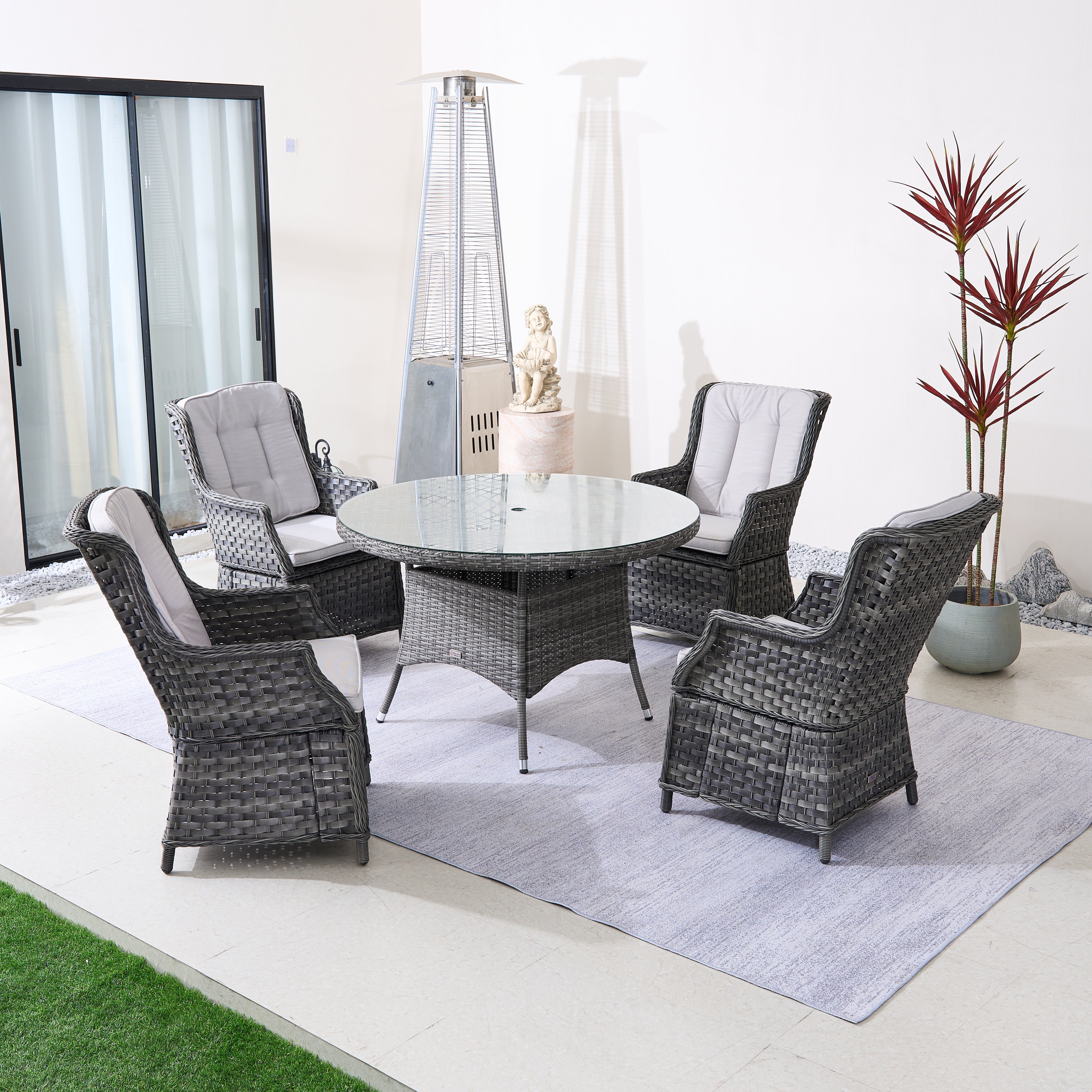 Ravenna 4-Seat Outdoor Dining Set ¨C Round Dining Table (PAD-1709+010)