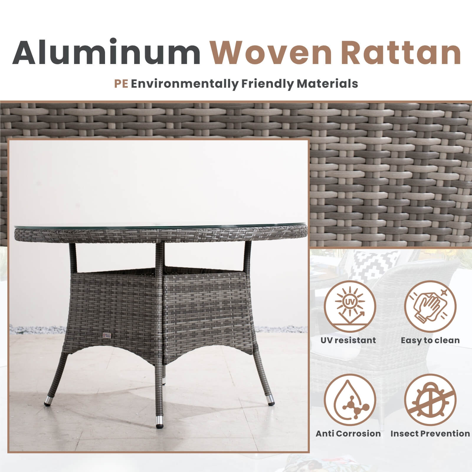 Ravenna 4-Seat Outdoor Dining Set ¨C Round Dining Table (PAD-1709+010)