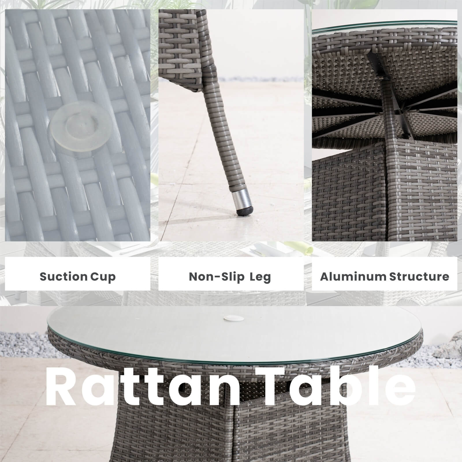 Ravenna 4-Seat Outdoor Dining Set ¨C Round Dining Table (PAD-1709+010)