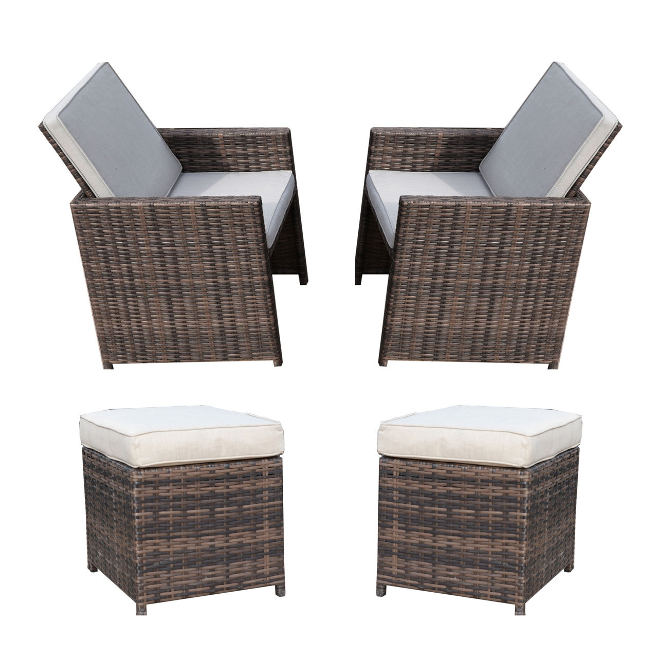 Outdoor Armchairs with Ottomans (PAD-3233B-C&O)