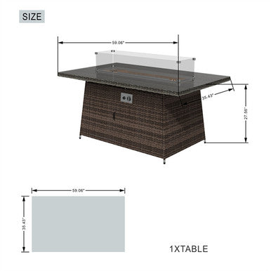 8-Seater Outdoor Corner Sofa Set with Rectangular Fire Pit Table and 3 Footstools – PAF-16591