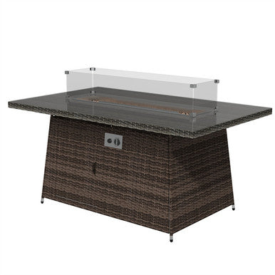 8-Seater Outdoor Corner Sofa Set with Rectangular Fire Pit Table and 3 Footstools – PAF-16591