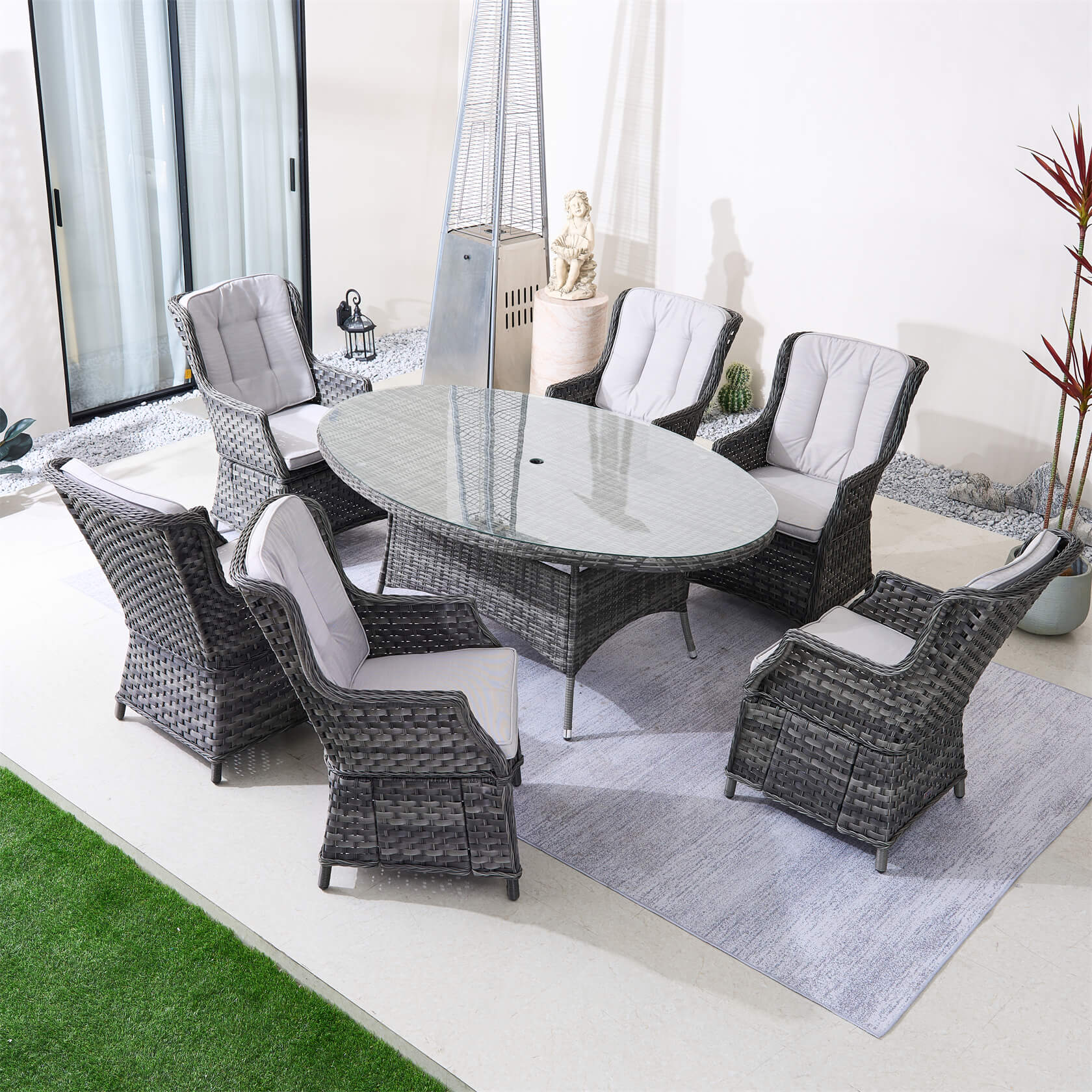 Ravenna 6-Seat Outdoor Dining Set with Oval Dining Table (PAD-1713+010)