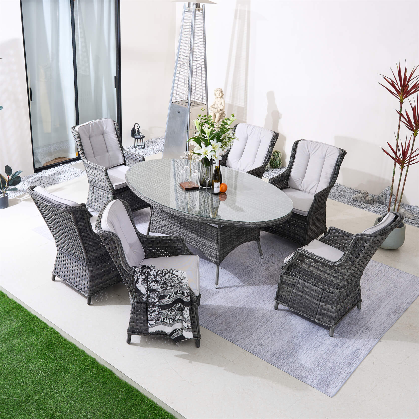 Ravenna 6-Seat Outdoor Dining Set with Oval Dining Table (PAD-1713+010)