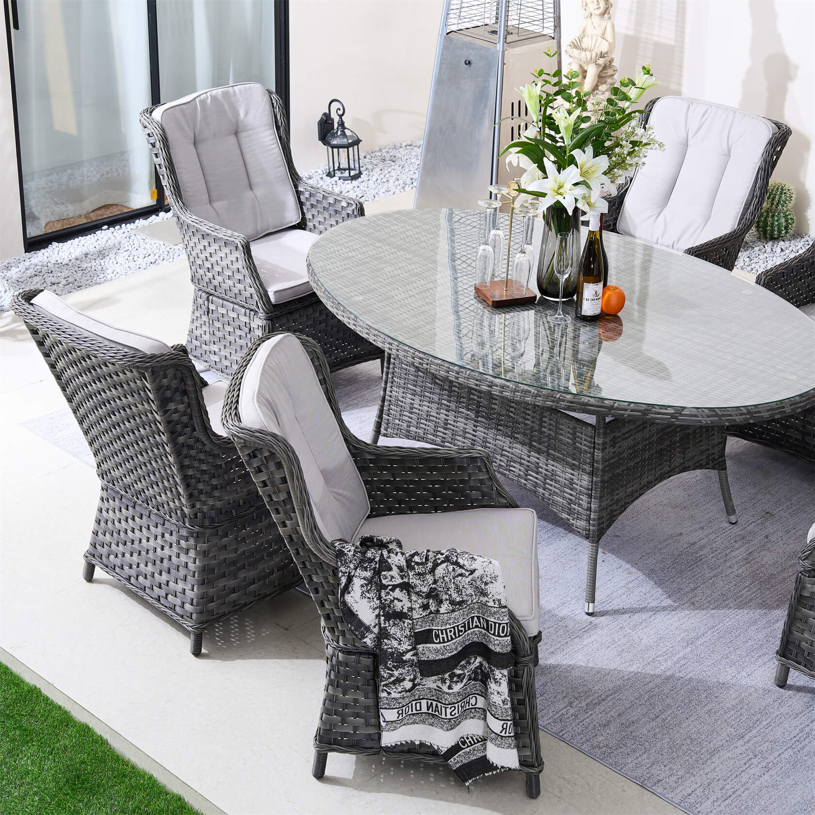 Ravenna 6-Seat Outdoor Dining Set with Oval Dining Table (PAD-1713+010)