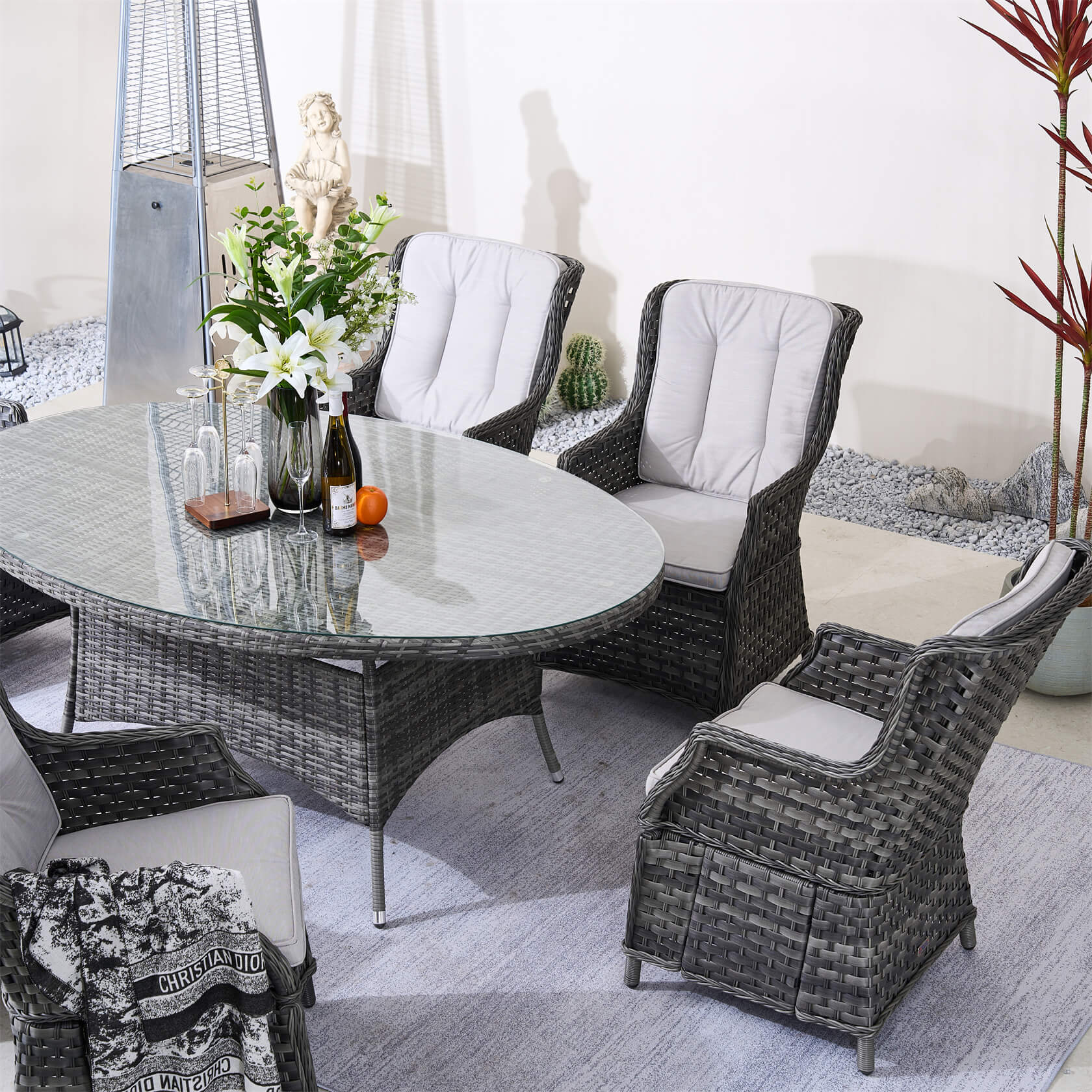 Ravenna 6-Seat Outdoor Dining Set with Oval Dining Table (PAD-1713+010)