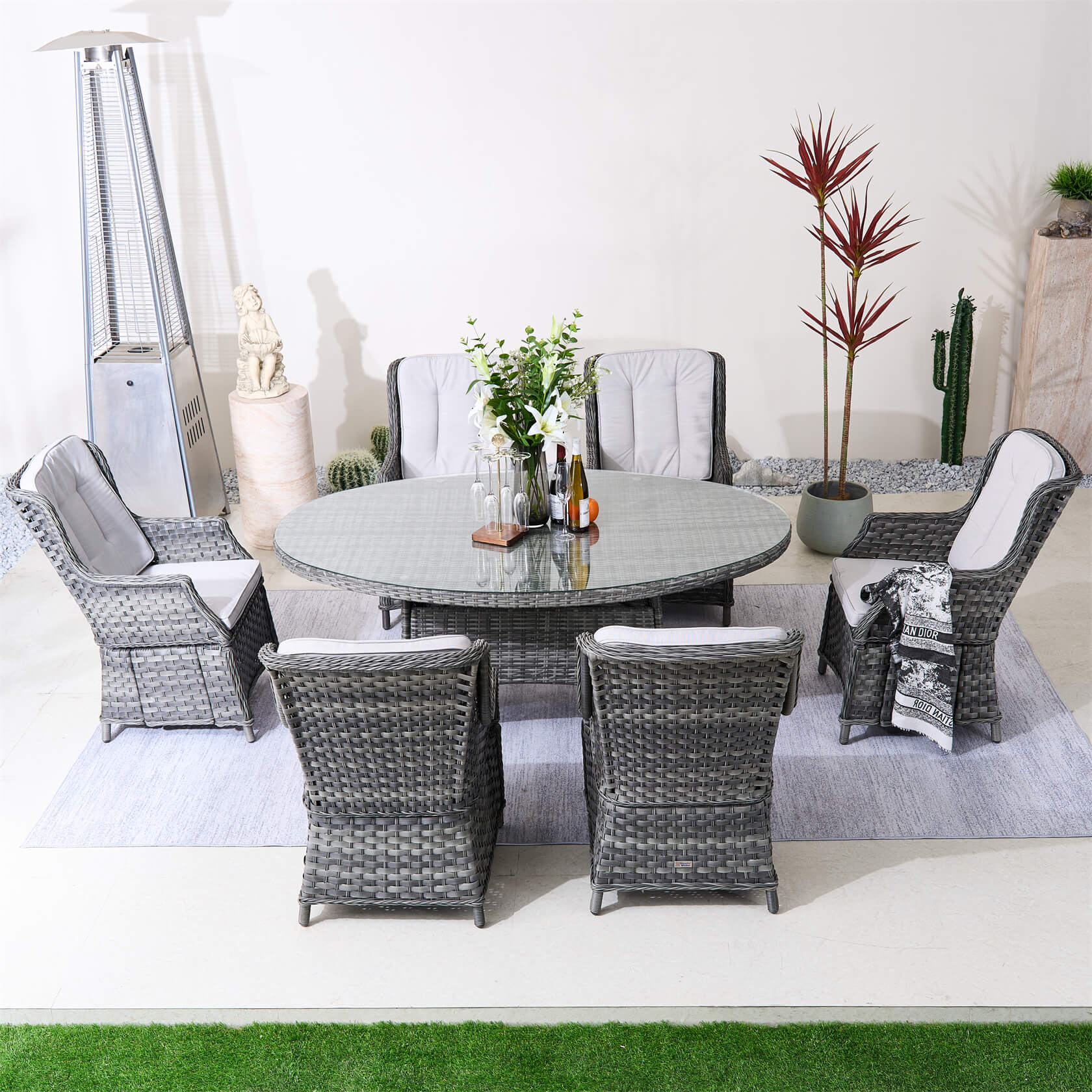 Ravenna 6-Seat Outdoor Dining Set with Oval Dining Table (PAD-1713+010)