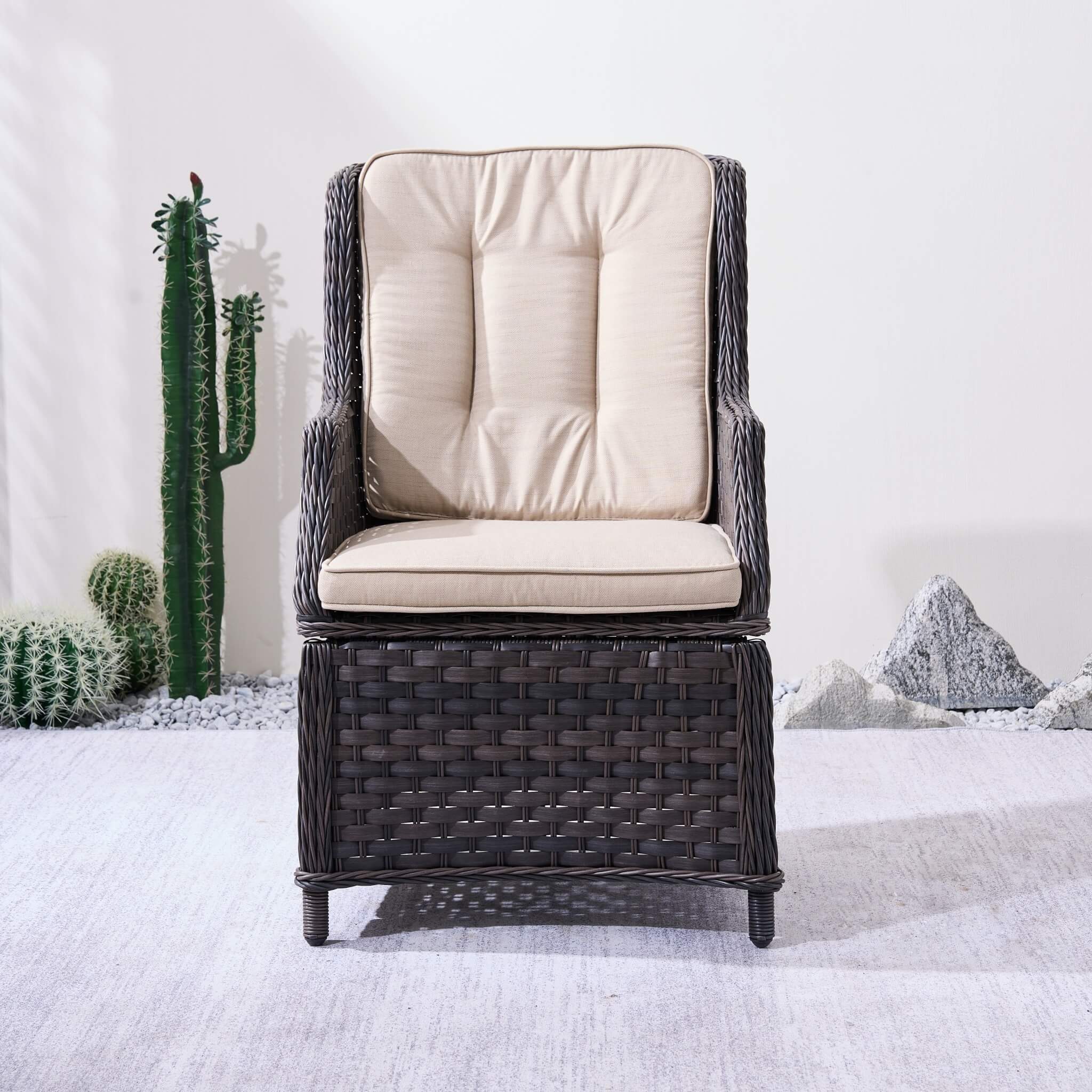 Ravenna Outdoor Wicker Armchairs with Cushions Set of 2 ¨C Weather-Resistant Patio Chairs (PAC-010)