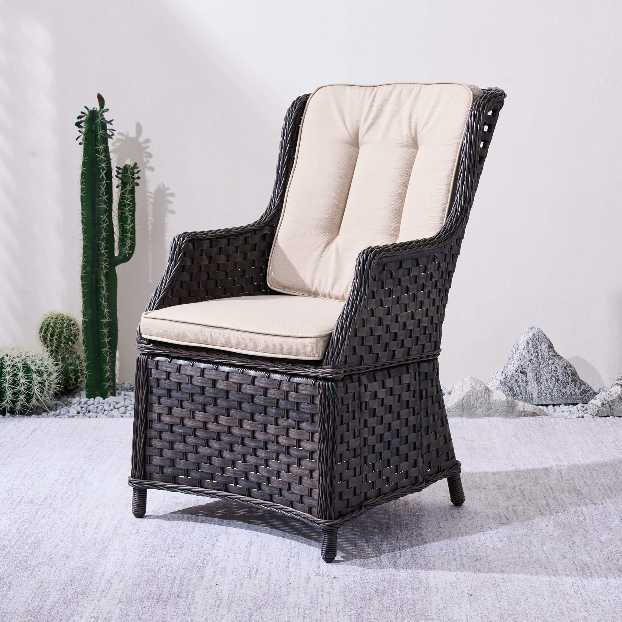 Ravenna Outdoor Wicker Armchairs with Cushions Set of 2 ¨C Weather-Resistant Patio Chairs (PAC-010)