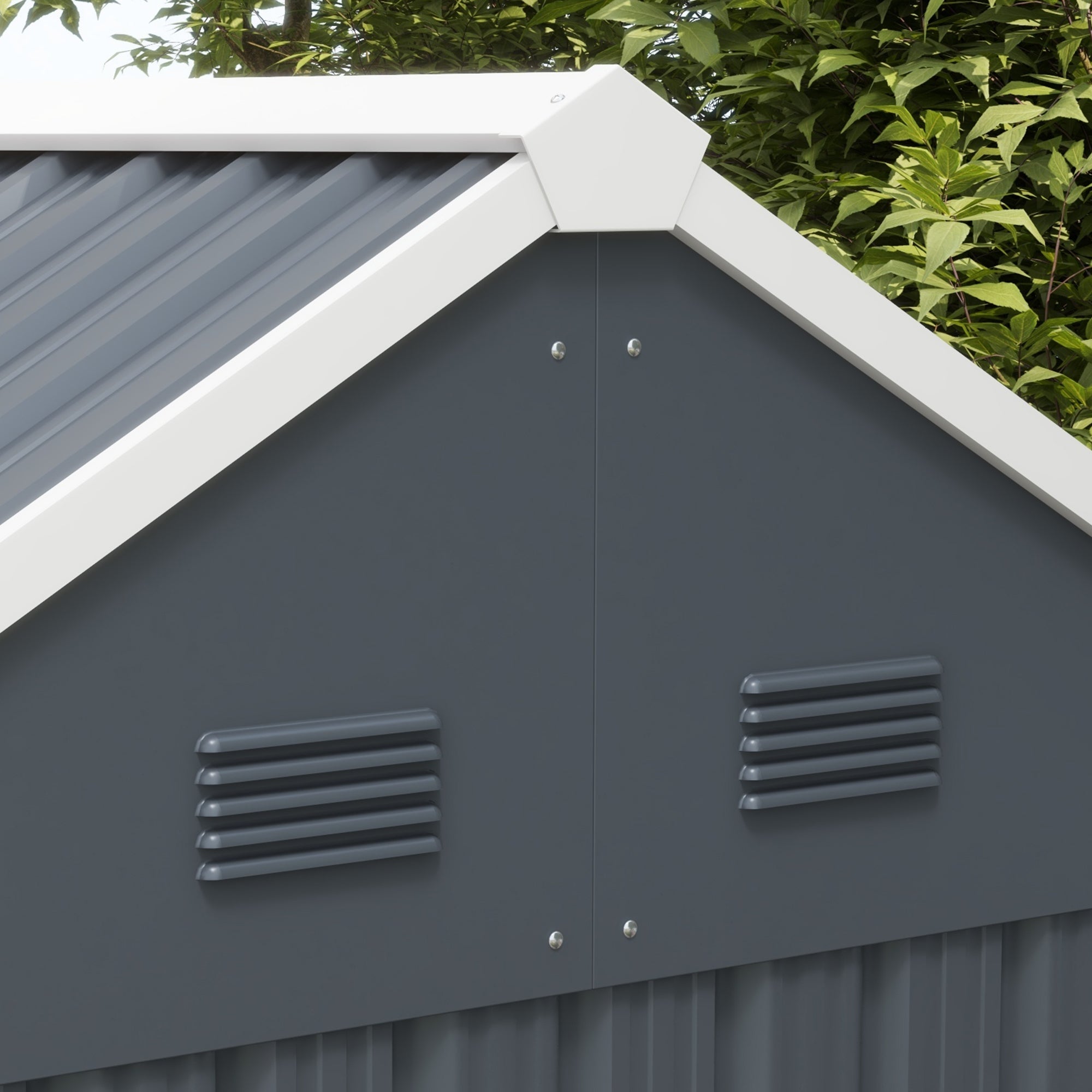 Galvanised Garden Shed with Latch - Dark Grey