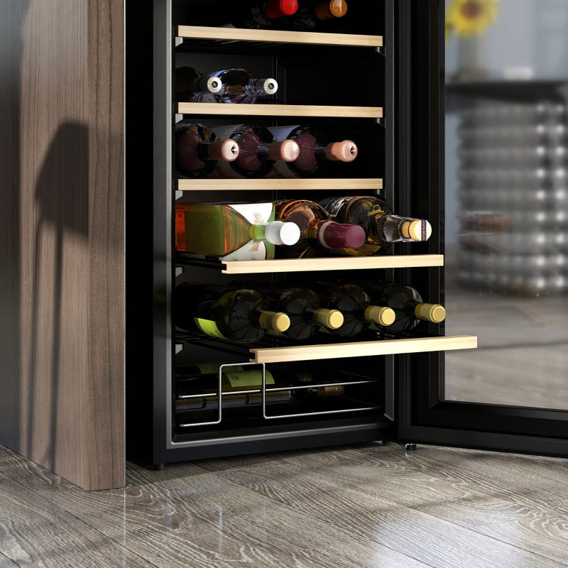 24 Bottle Wine Fridge with Glass Door, LED Light, Digital Touch Screen, Black