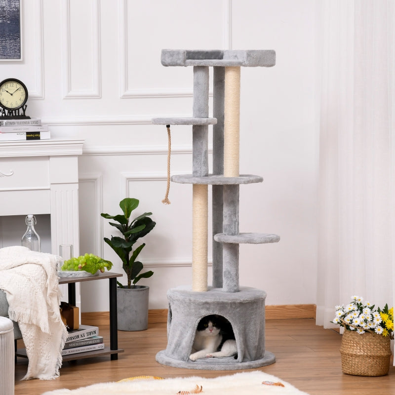 Cat Tree Multi-level Activity Centre with Scratching Post Condo Plush Perches, Grey