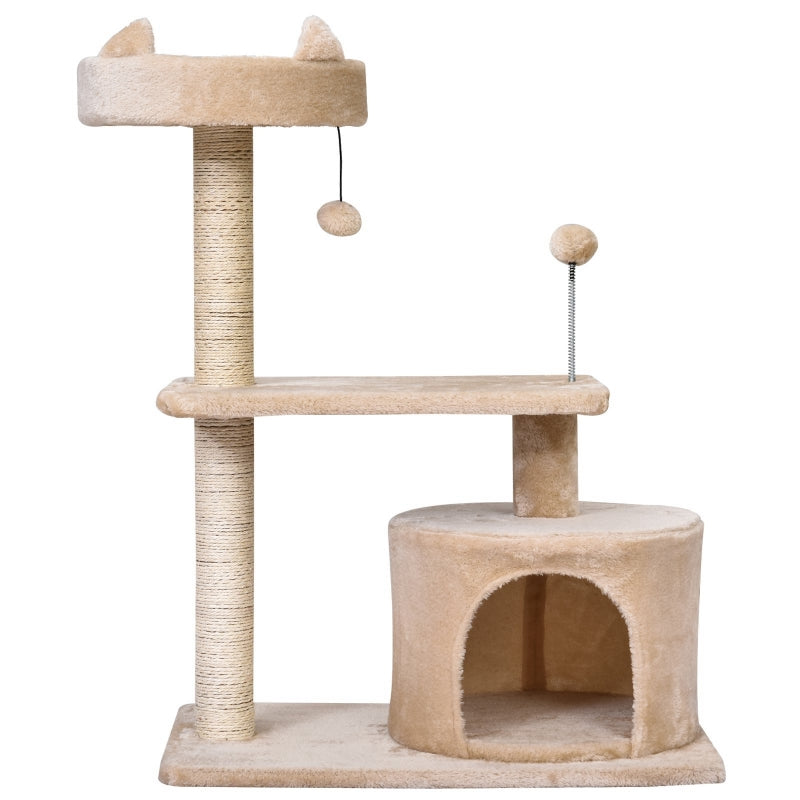 Cat Tree for Indoor Cats, Scratching Post Climbing Tower, Beige
