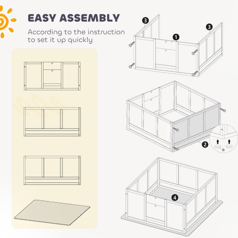 Whelping Box for Dogs, Whelping Pad Adjustable Entrance Non-slip Foot Pads, 100 x 96cm