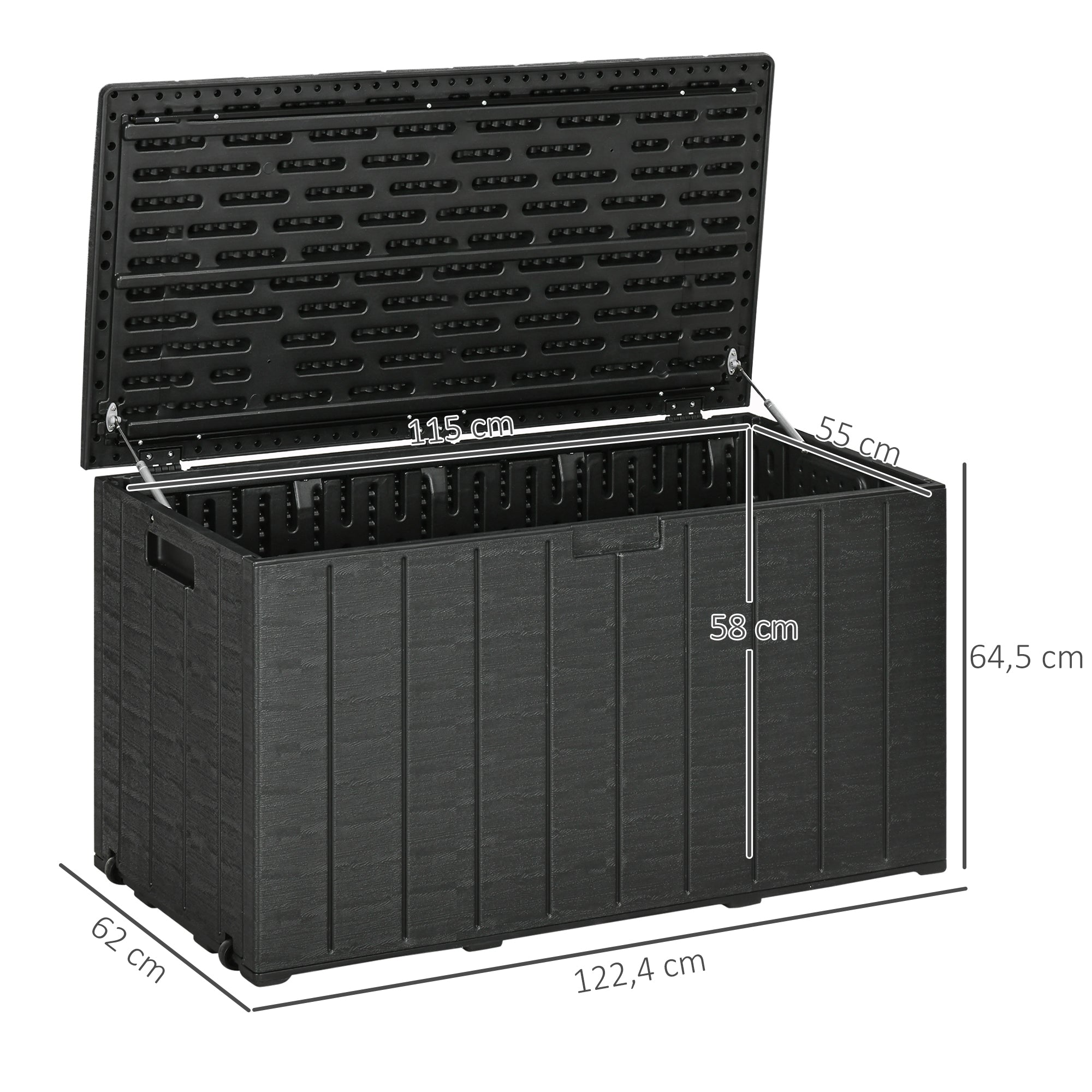 Garden Storage Box, 336 Litre Water-resistant Heavy Duty Double Wall, Black