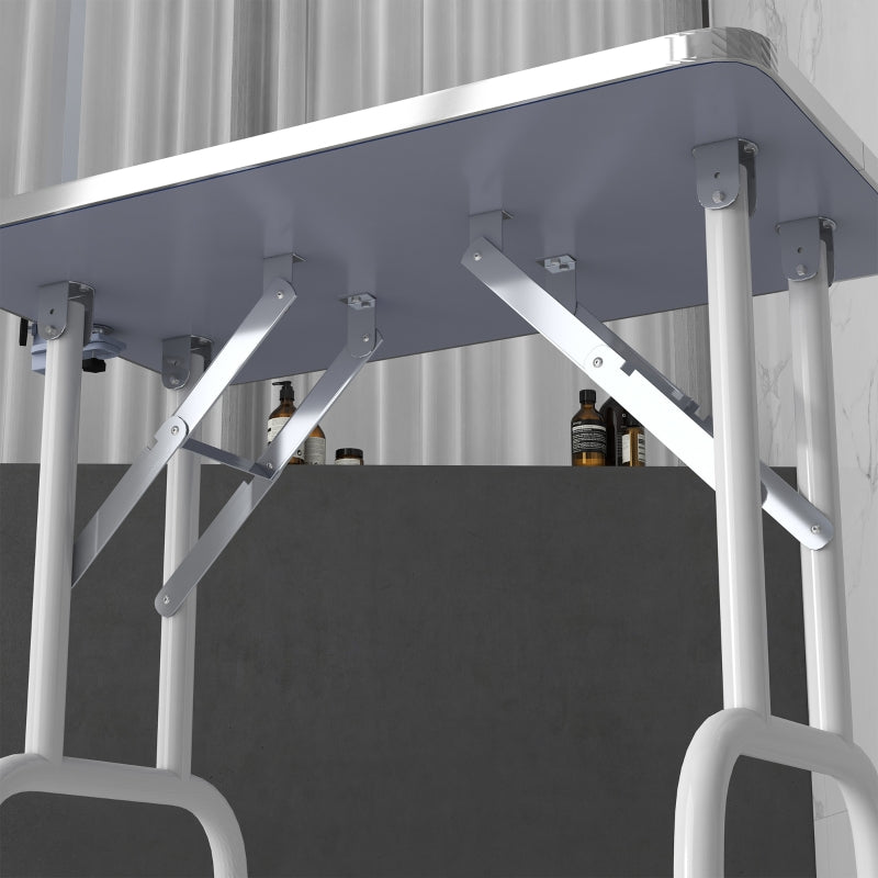 Dog Grooming Table, Foldable Adjustable Fixed Arm Rubber Top, Blue