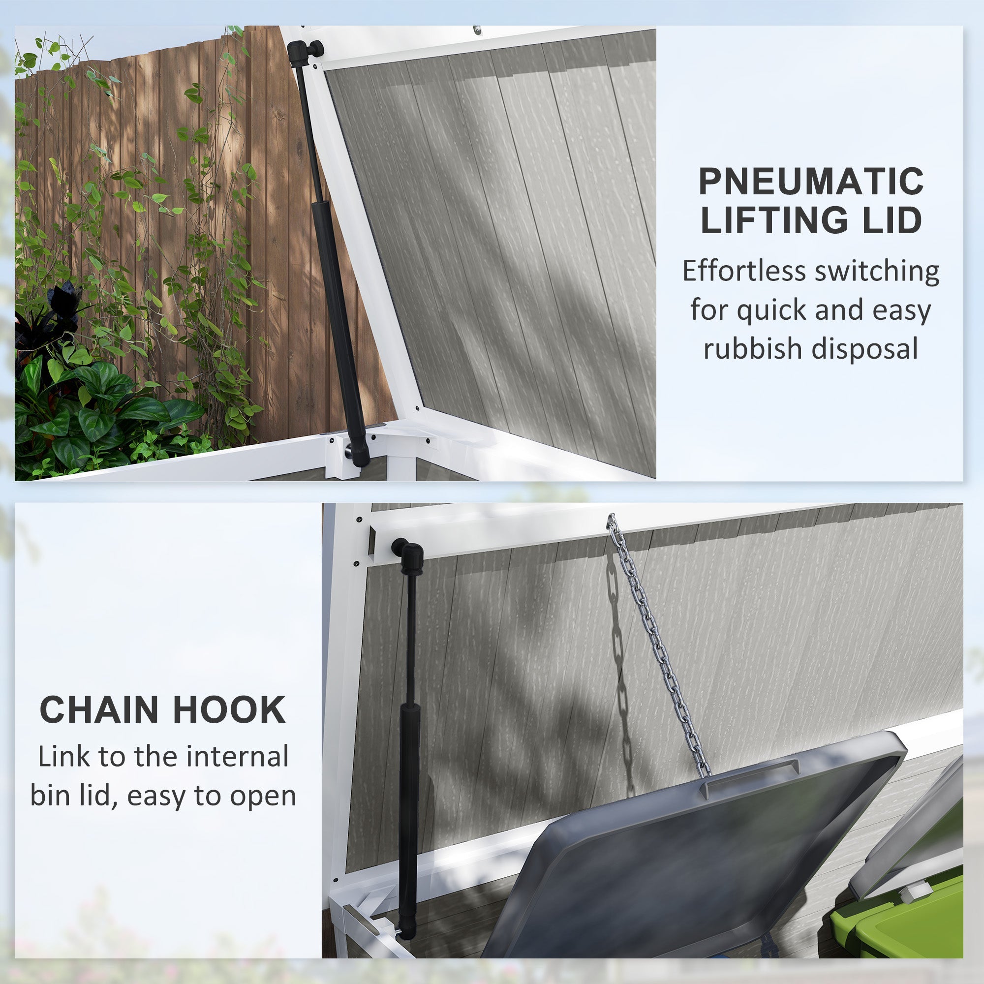 Garden Shed, Lockable Outdoor Storage with Openable Lid, Light Grey