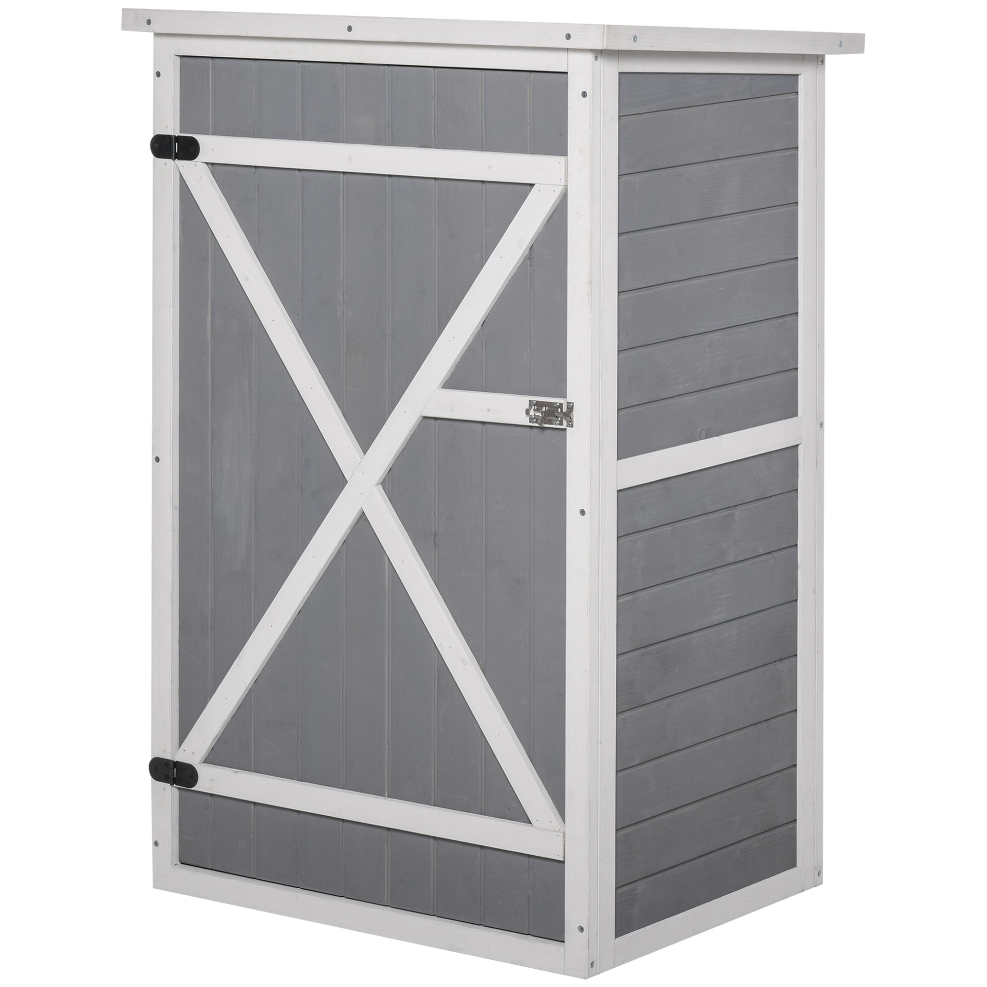 Wooden Small Shed, Garden Storage with Shelves and Bolt Latch, Grey