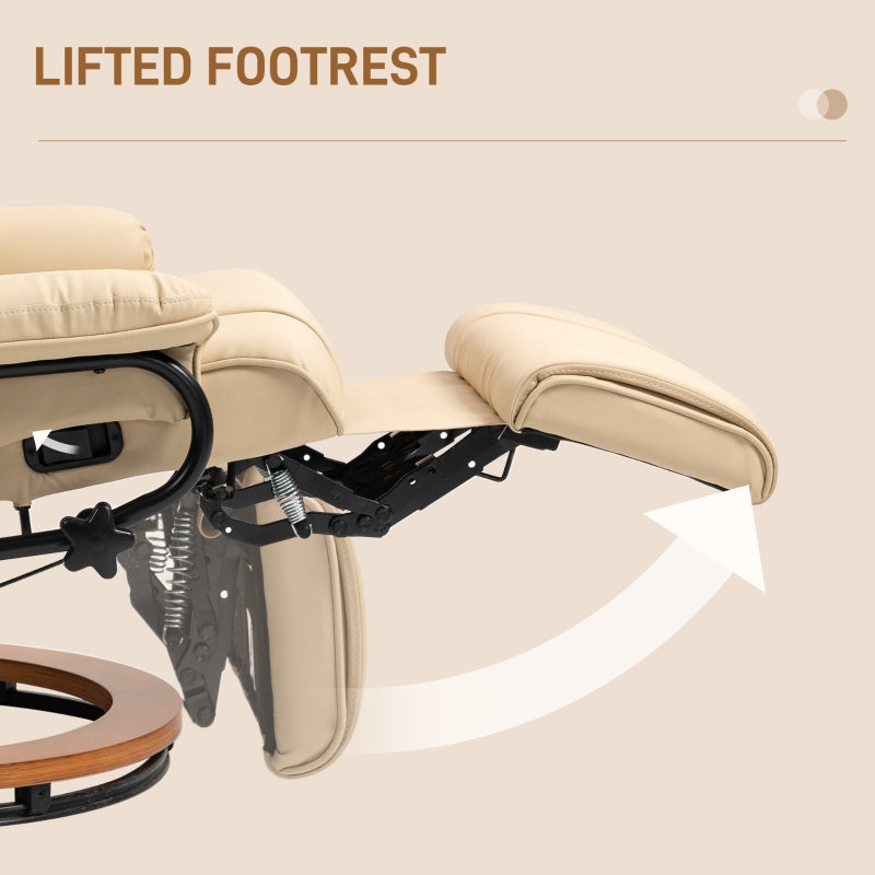 Faux Leather Recliner Chair - Beige