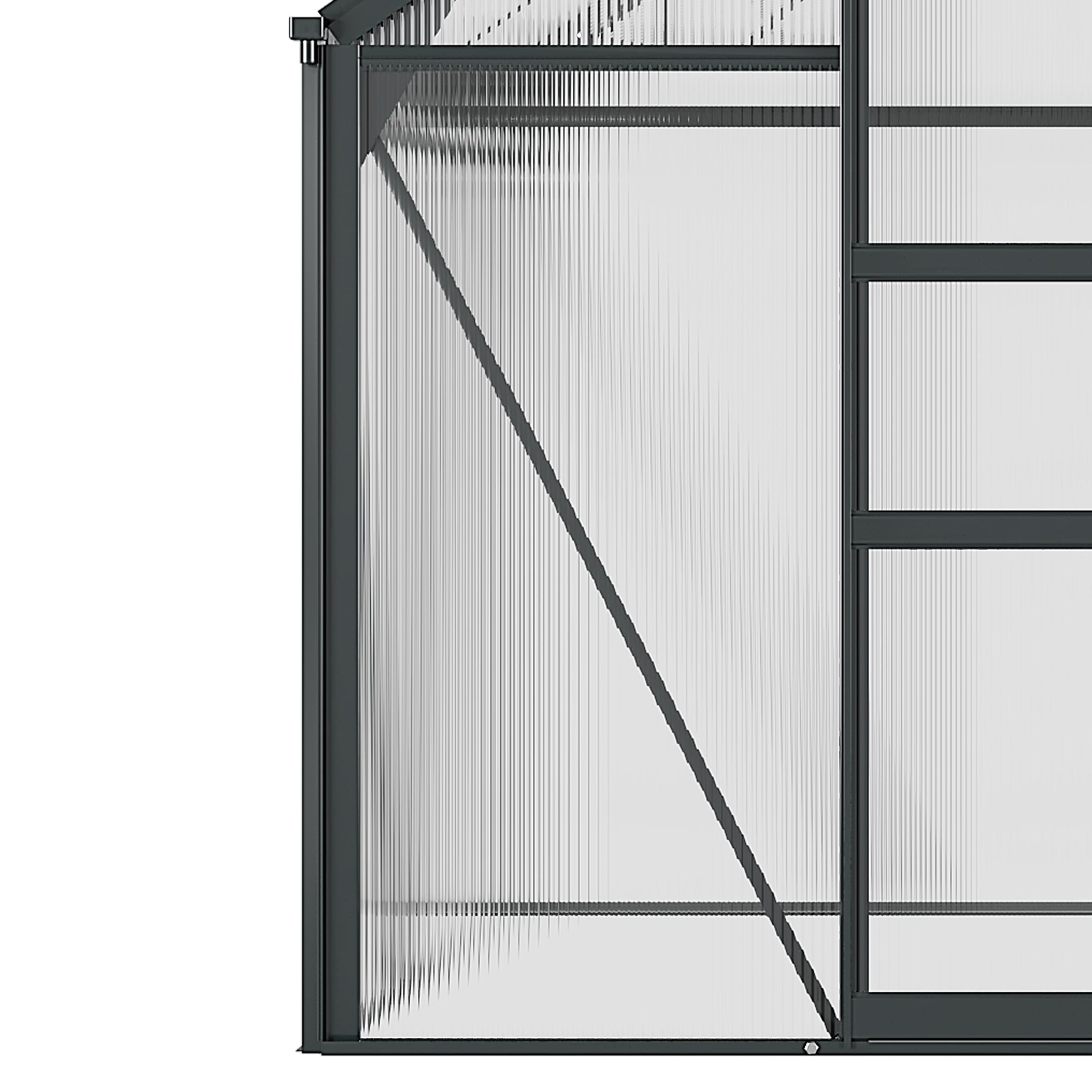 Polycarbonate Greenhouse 6x6ft, Walk-In with Slide Door & Window, Grey
