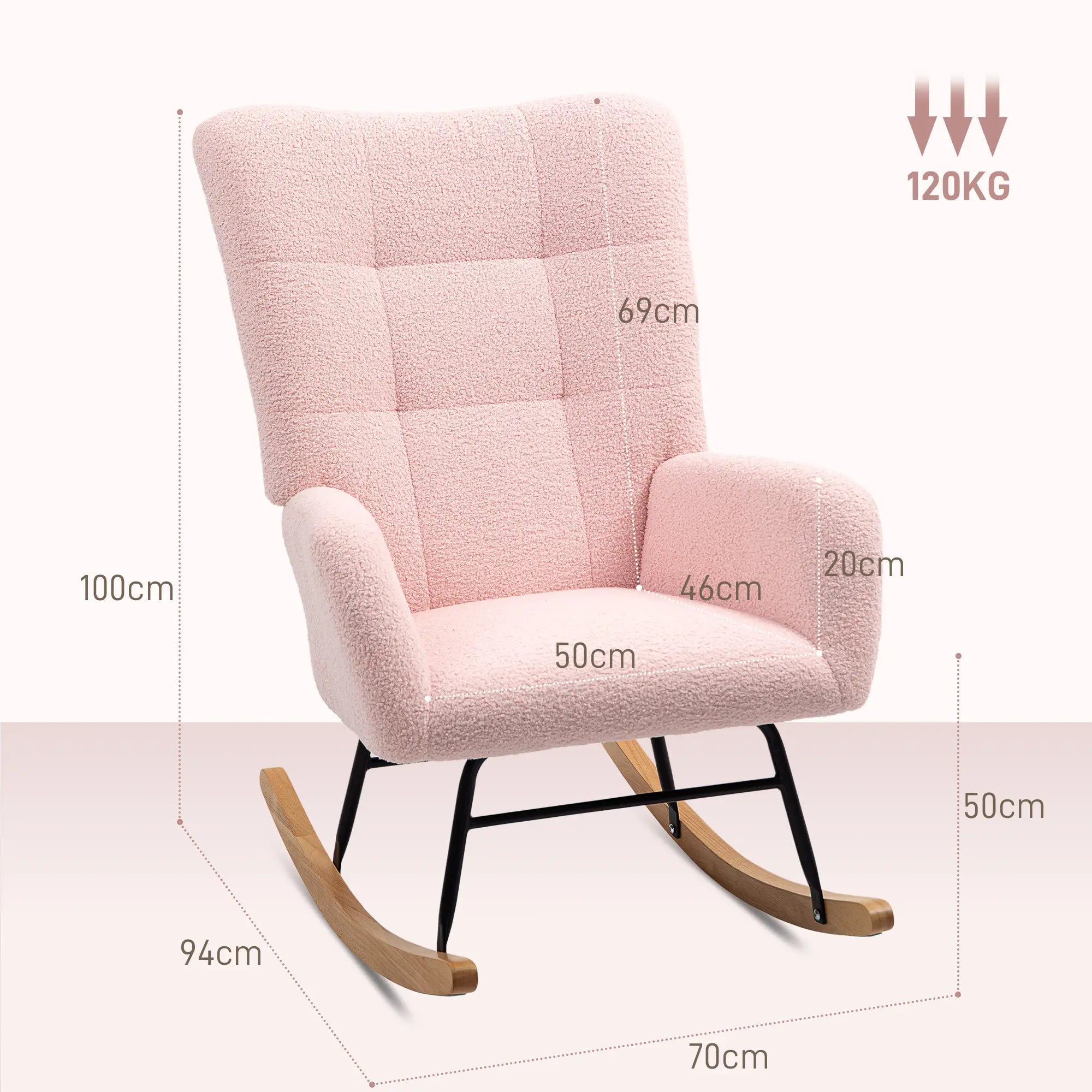 Teddy Fleece Rocking Chair - Pink
