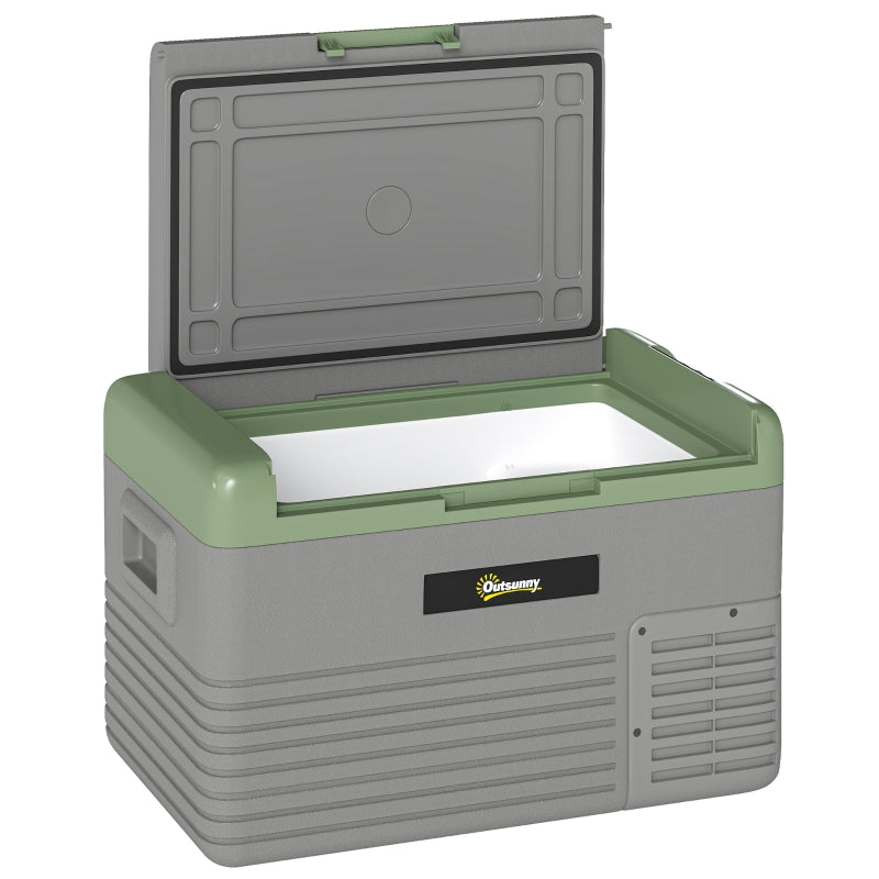 Portable Car Refrigerator 30L - Light Green and Grey
