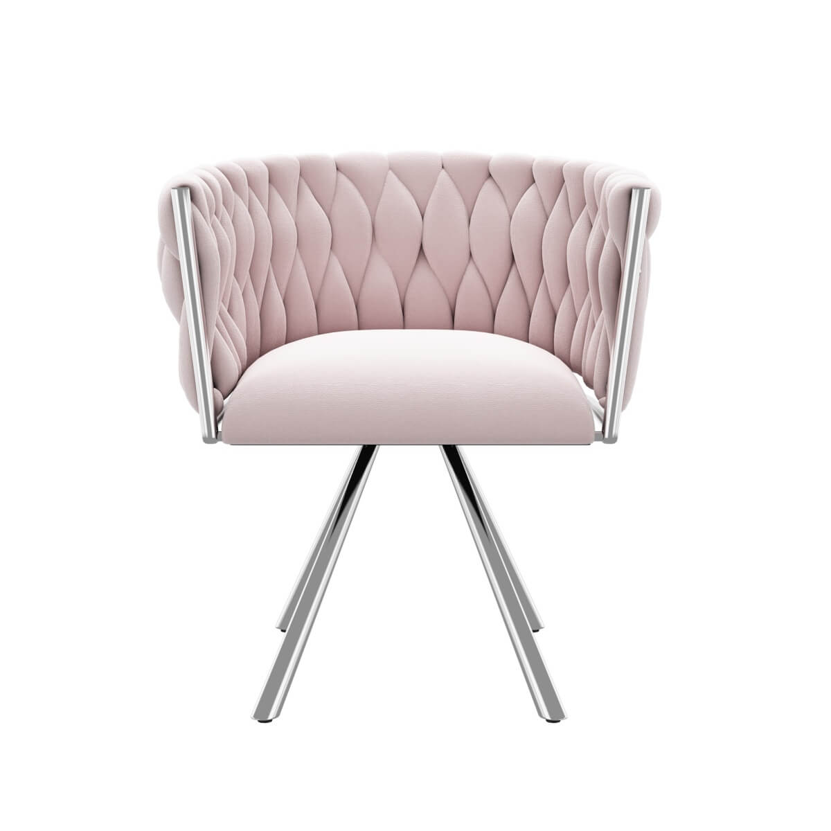 Velvet Swivel Dining Chair – Luxury Single Chair with Metal Legs for Living Room & Bedroom, Pink