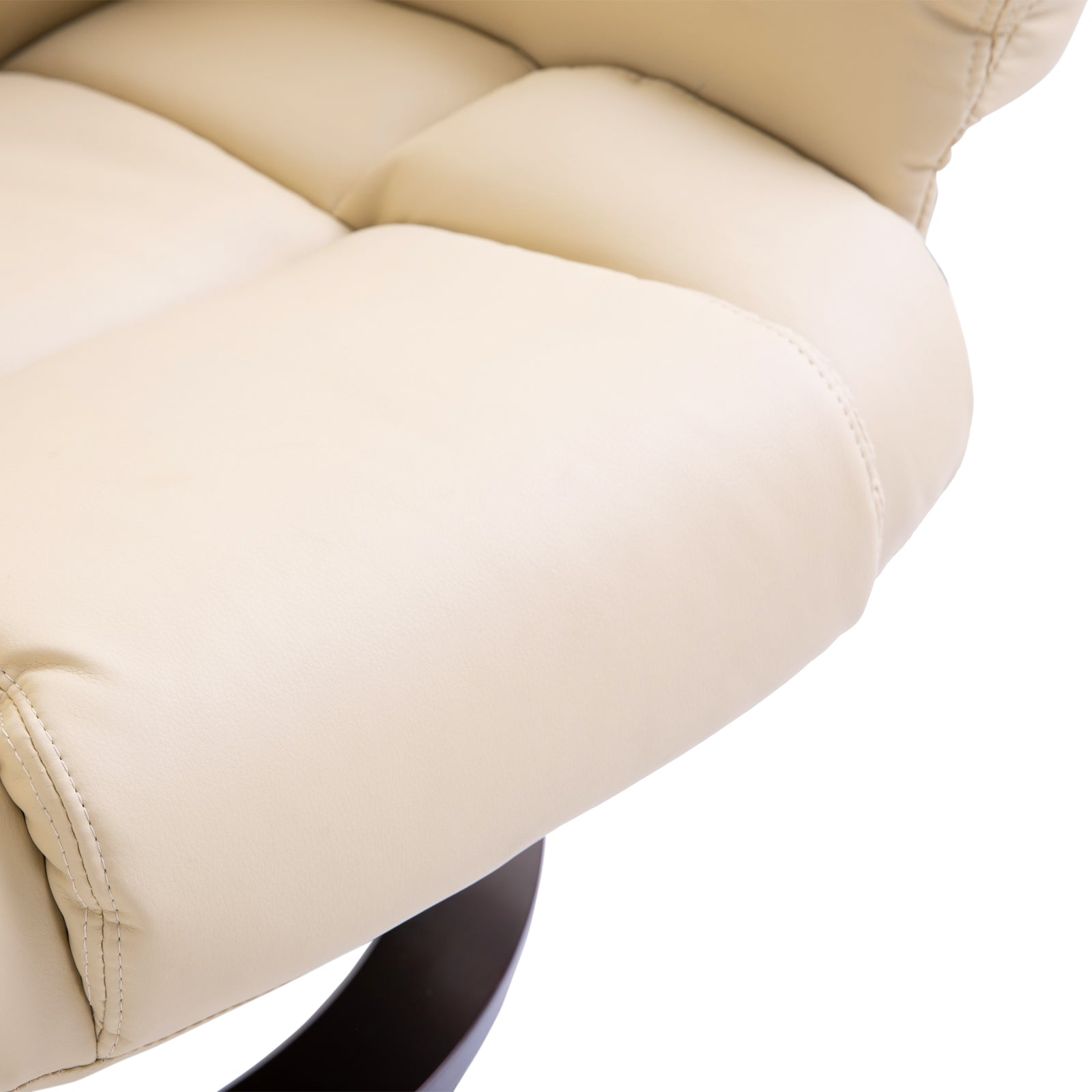 360¡ã Swivel Recliner Chair with Footstool, PU Leather Manual Reclining Armchair, Cream