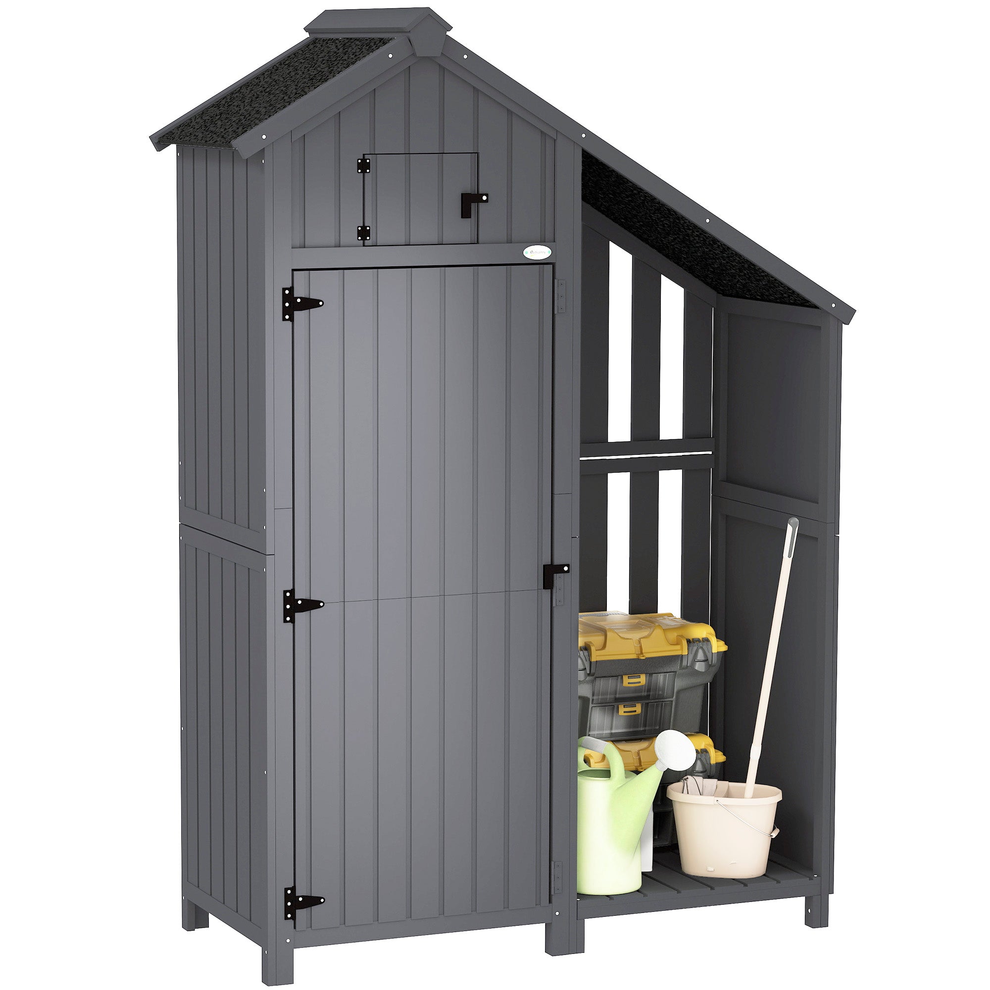 Garden Outdoor Storage Shed with 3 Shelves and Tilt Roof, Grey