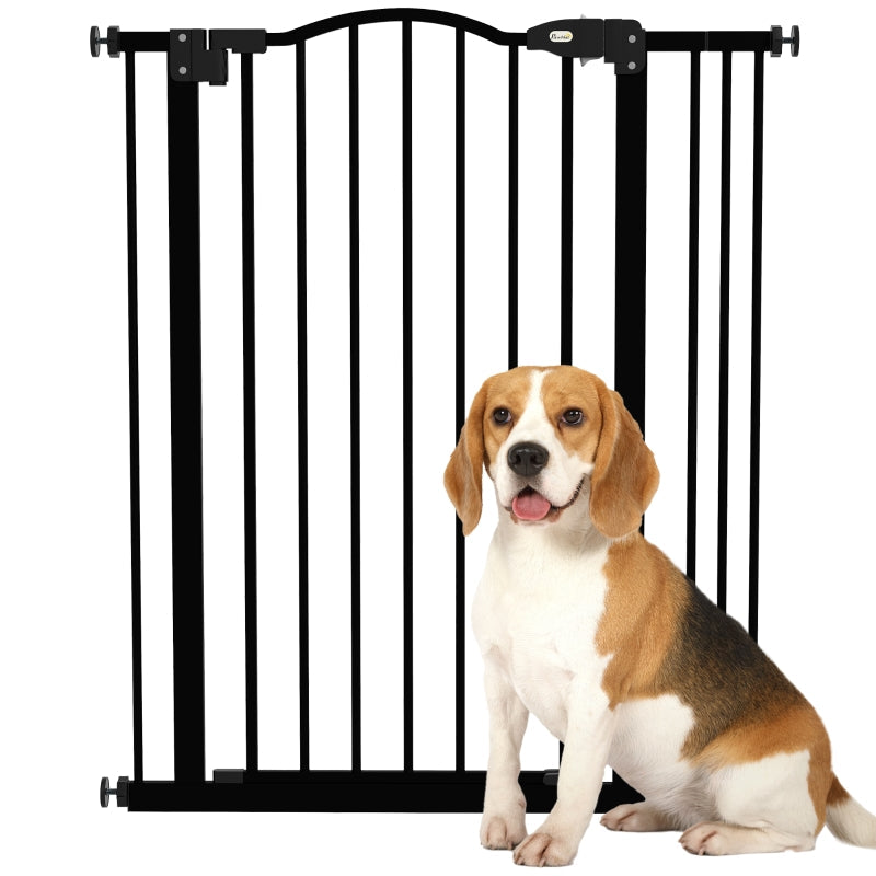 Metal Pet Safety Gate Folding Dog Fence, 74-87cm Black