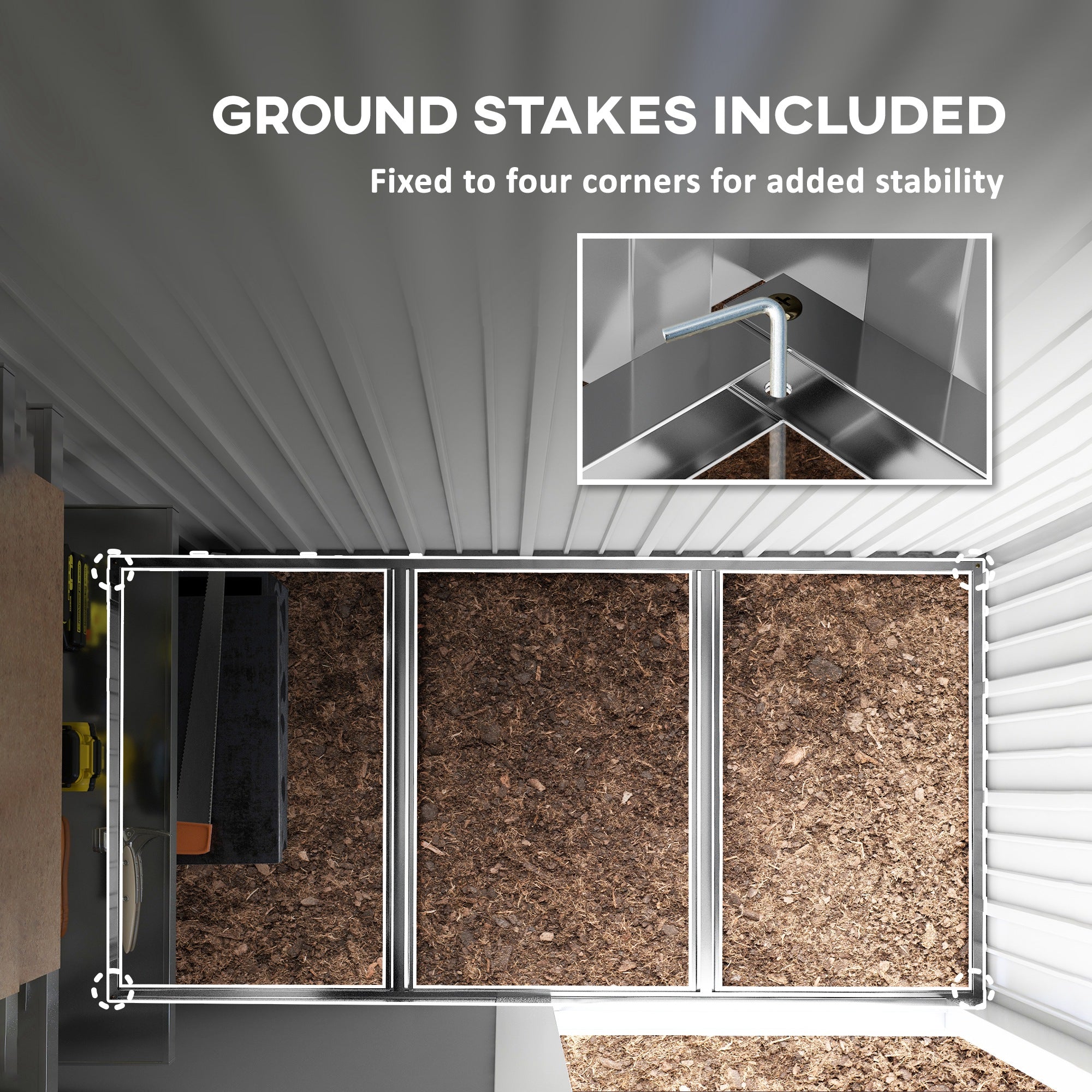 Metal Garden Shed, Outdoor Lean-to for Tools and Motorbike, with Adjustable Shelf, Lock, Dark Grey