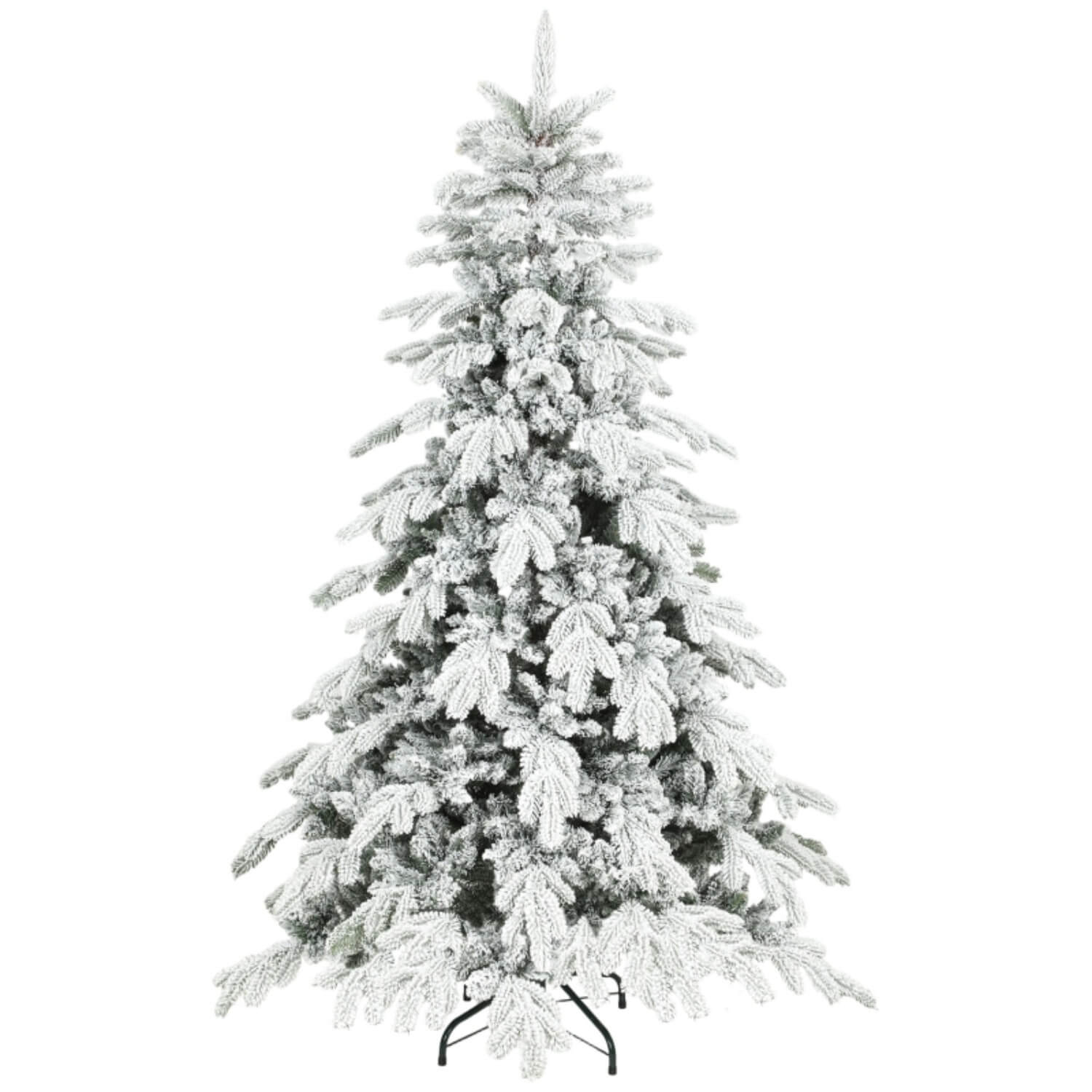 6FT Super Flocked Artificial Christmas Tree – Realistic Snow Effect, Green & White, Folding Metal Base