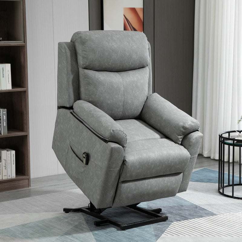 Electric Riser Recliner Chair, 70¡ã Electric Lift-Up, Faux Leather Grey