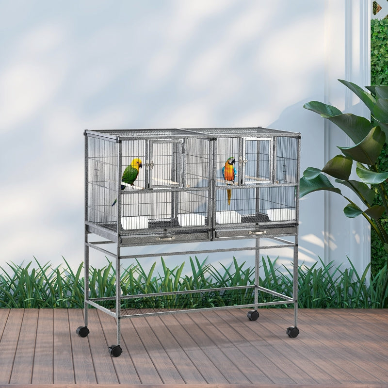 Large Bird Cage Parrot Cage with Divider, Slide Tray - 95 x 45.5 x 102 cm