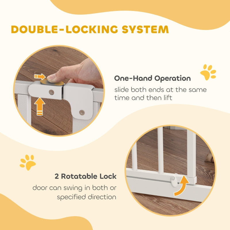 Wide Dog Safety Gate, Pressure Fit for Doorways, Hallways, Staircases - White