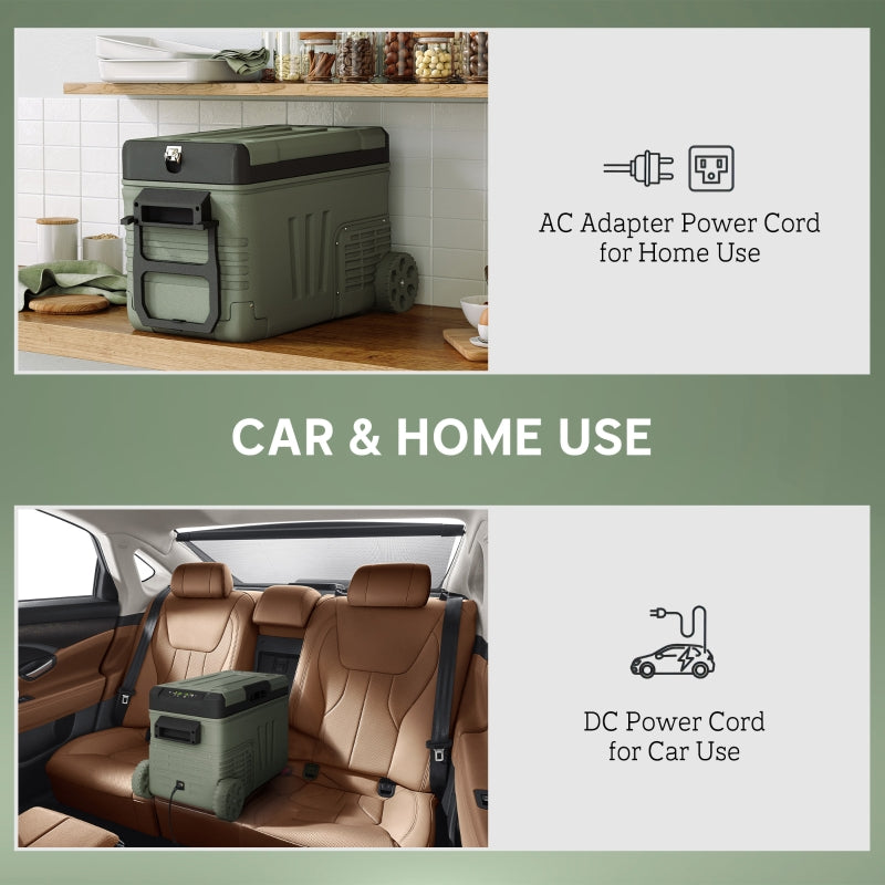 33L Camping Fridge Freezer Dual Zone Portable Car Electric Cool Box with Wheels and LED Light