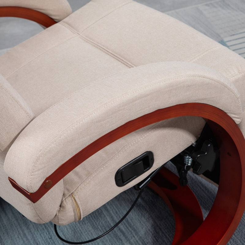 Reclining Swivel Chair with Footrest - Beige