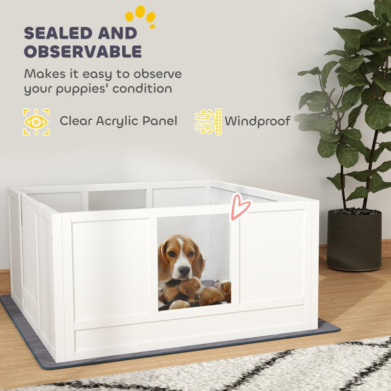 Whelping Box for Dogs, Whelping Pad Adjustable Entrance Non-slip Foot Pads, 100 x 96cm