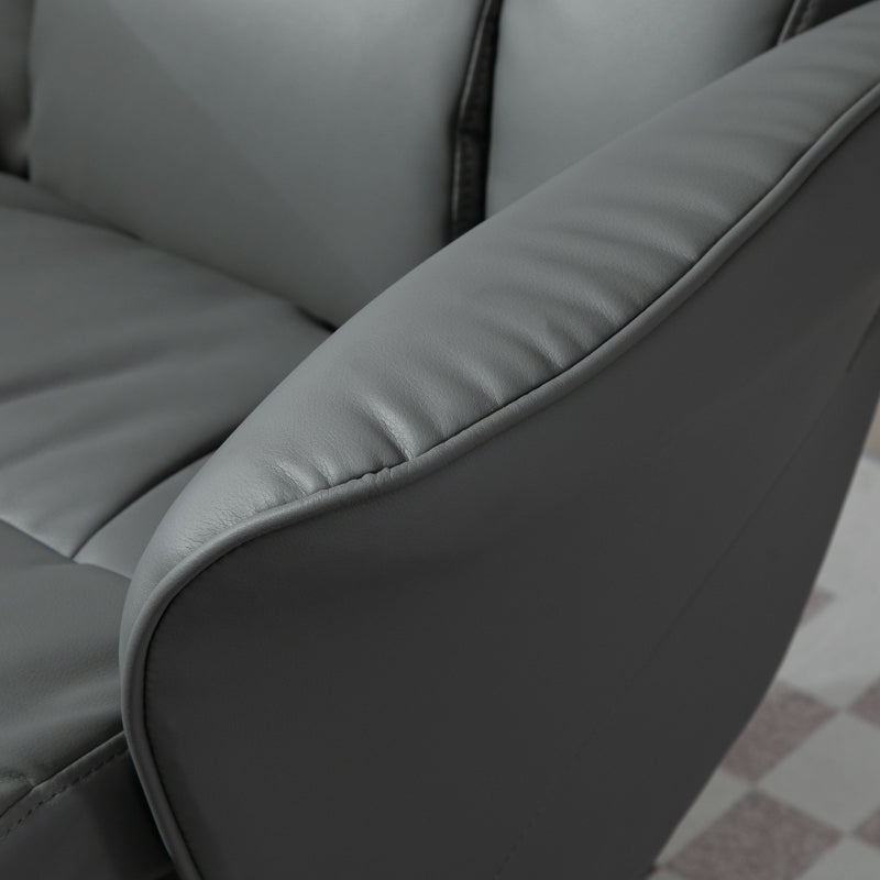 Swivel Recliner Chair and Footstool with High Back, PU Leather, Grey