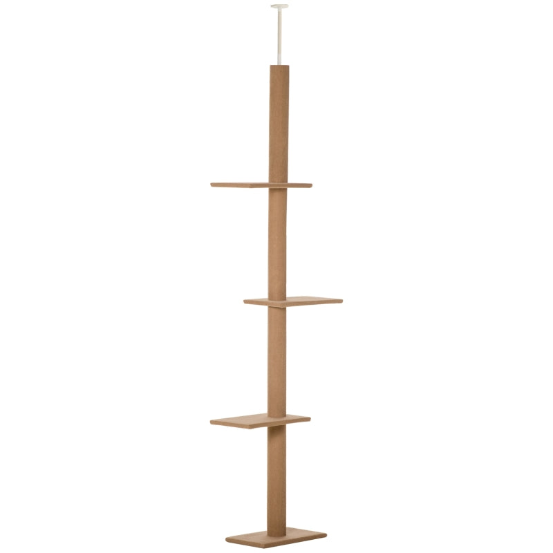 Cat Tree 260cm Floor To Ceiling, Three Platforms Activity Centre - Brown