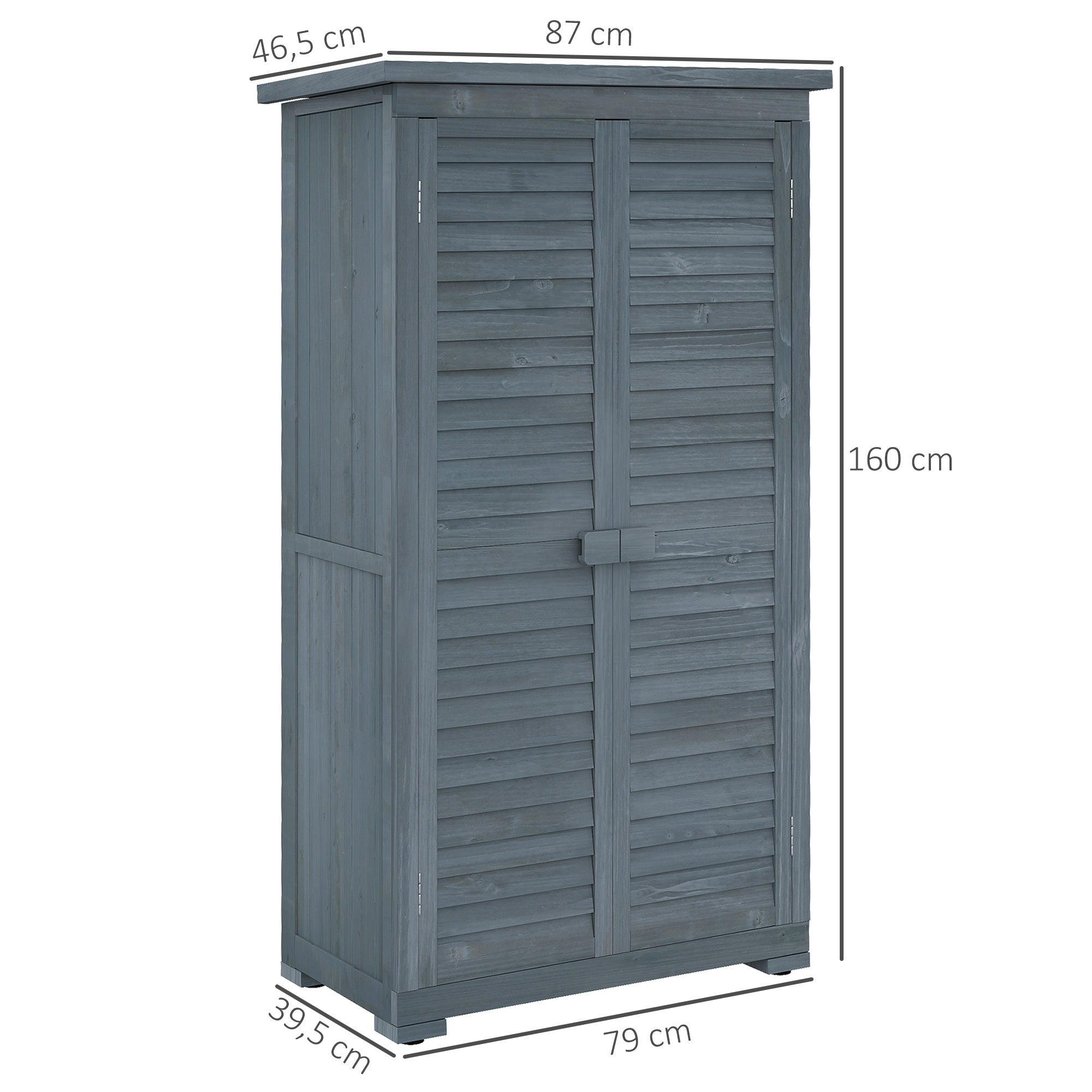 Fir Wood Garden Shed 39.5 x 79cm - Grey