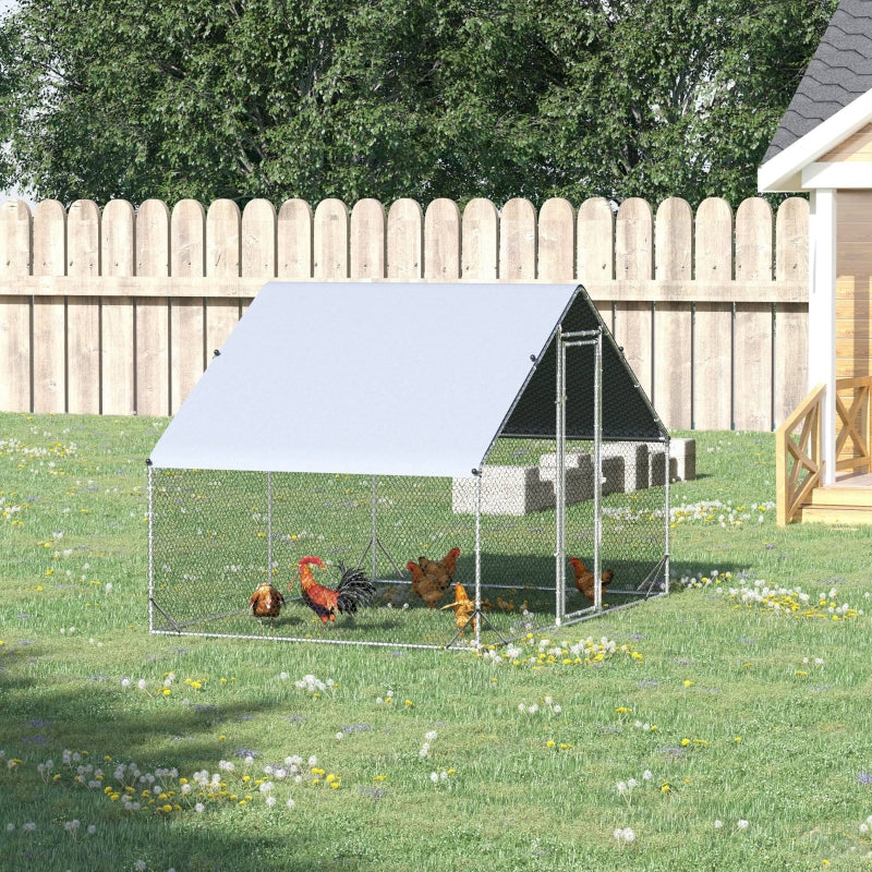 Chicken Run Walk-in Coop Hen Poultry House Cage with Water-Resist Cover, Galvanised