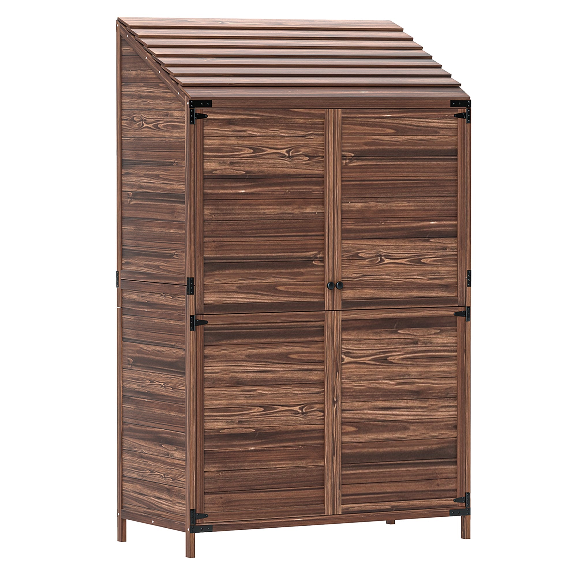 Two-Tier Wooden Garden Shed 59 x 103.5 cm - Brown