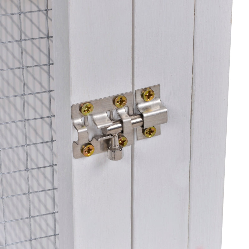 Wooden Rabbit Hutch and Run with Sliding Tray, Ramp, Water-resistant Roof, Grey