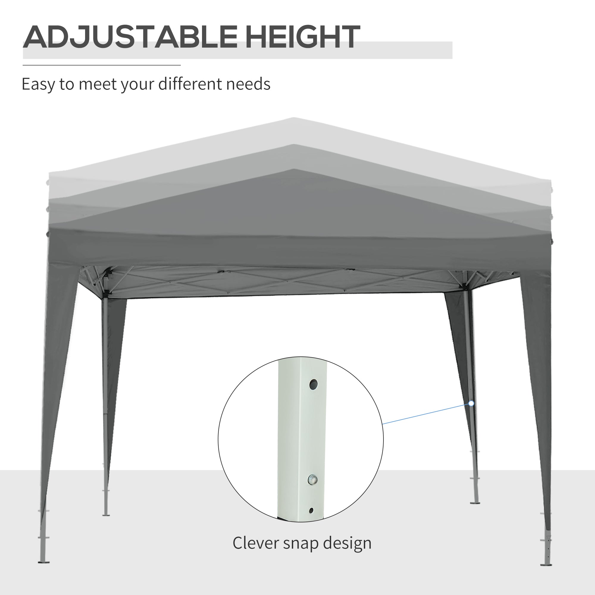 Pop Up Gazebo Water Resistant with Carry Bag and 2 Windows, Grey