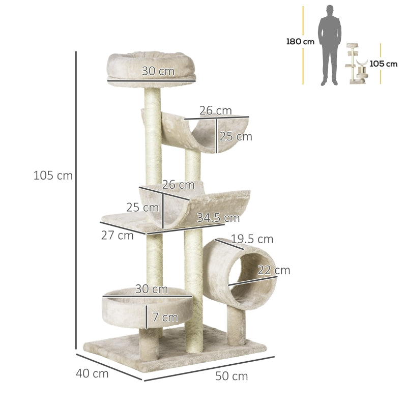 Cat Tree for Indoor Cats, Scratching Post Activity Center, Beige