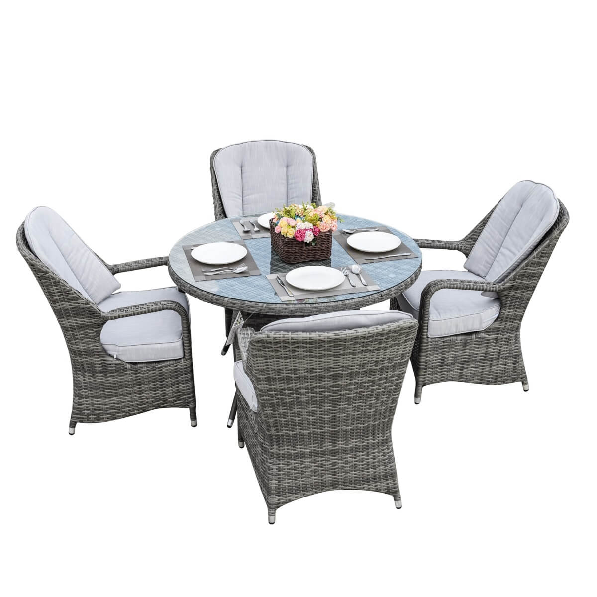 4-Seater Patio Dining Set with Round Table and Parma Chairs¡ªPAD-1709-SET