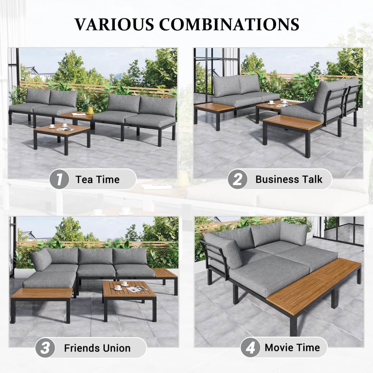 4 Seater Garden Corner Sofa Set – Space Saving L Shaped Outdoor Lounge with Wooden Table